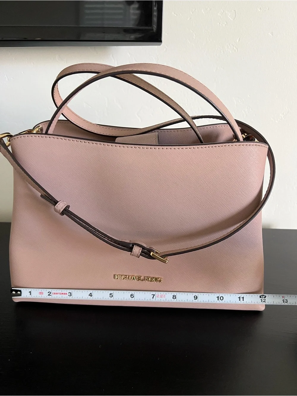Michael Kors Blush Pink Saffiano Leather Shoulder Bag with Gold Hardware